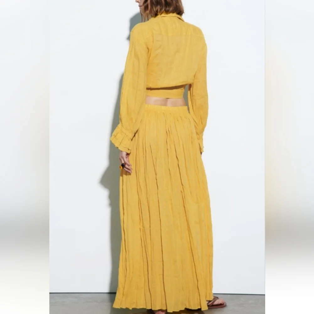 Zara Long Ramie Skirt - Picture 3 of 11